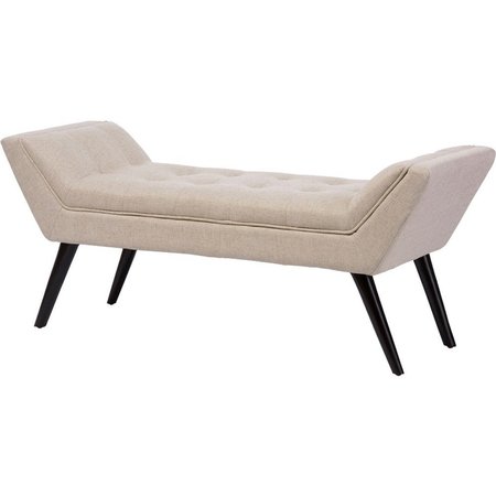 Baxton Studio Tamblin Beige Linen Upholstered Grid-Tufting 50-Inch Bench 119-6382